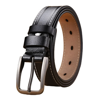 Ceinture en cuir noir pour Femme , boucle métallique