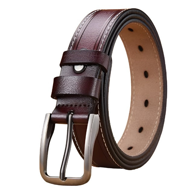 Ceinture en cuir café pour Femme , boucle métallique