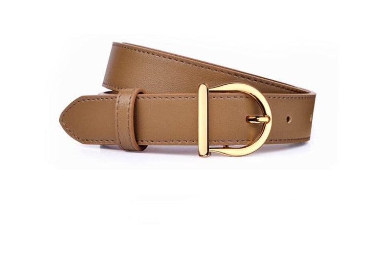 Ceinture fine en cuir - marron