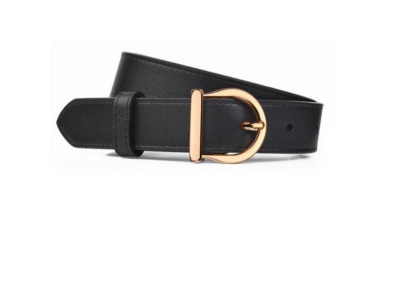 Ceinture fine en cuir - noir