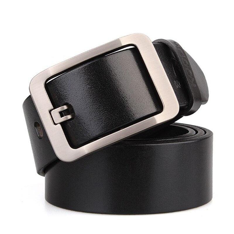 Ceinture 100% cuir véritable de 105 à 150 cm noire