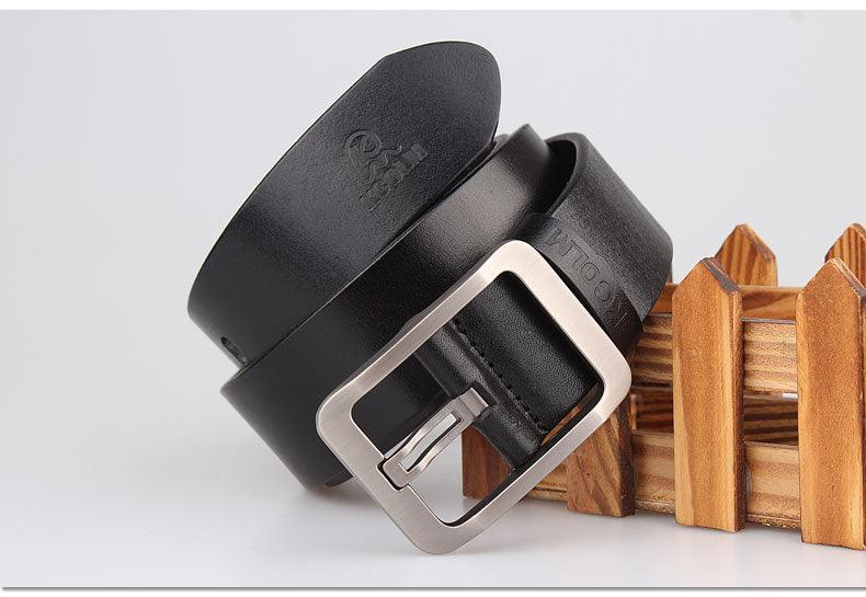 Ceinture 100% cuir véritable de 105 à 150 cm noire /bois 