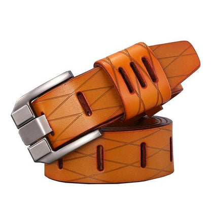 Ceinture Top Qualité en Véritable Cuir Jaune