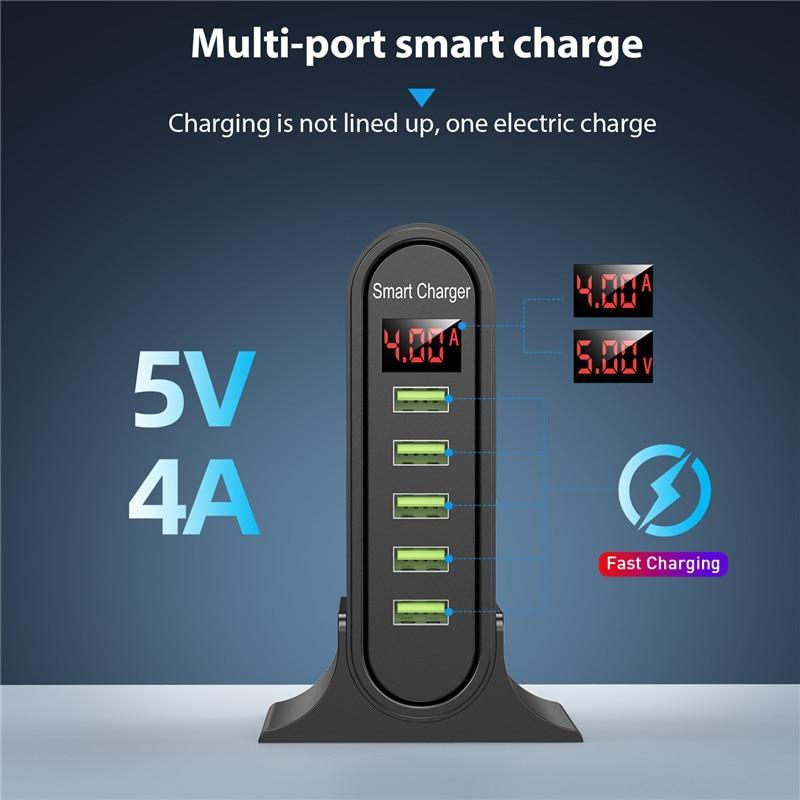 Chargeur USB 5 ports avec afficheur LCD