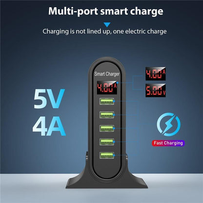 Chargeur USB 5 ports avec afficheur LCD