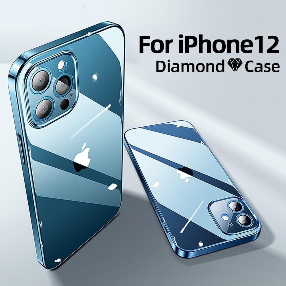 Coque transparente et bleuté pour iPhone 12 11 Pro Max Back