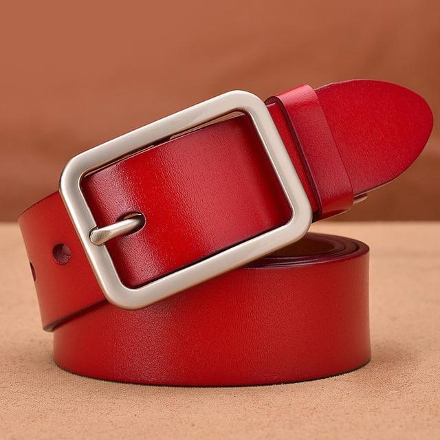 Exquise ceinture en cuir véritable Rouge