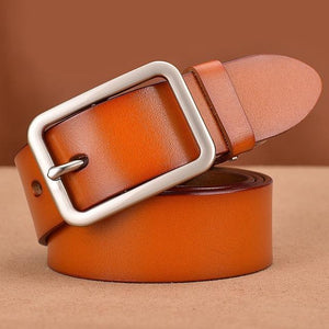 Exquise ceinture en cuir véritable Beige