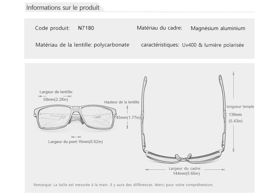 Lunettes de soleil polarisées UV400 dimensions