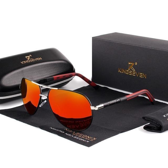 Lunettes de soleil Vintage polarisées Argent Rouge