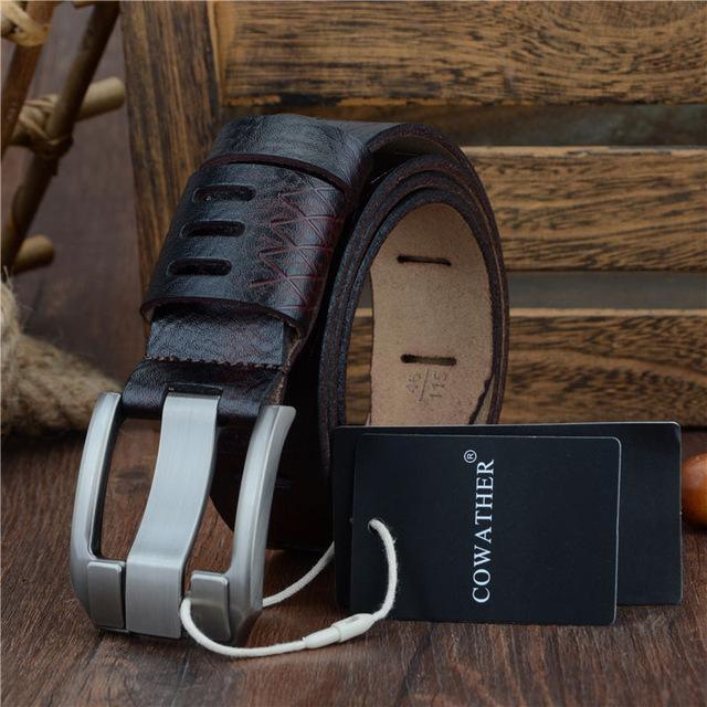 Luxueuse Ceinture en cuir véritable Café