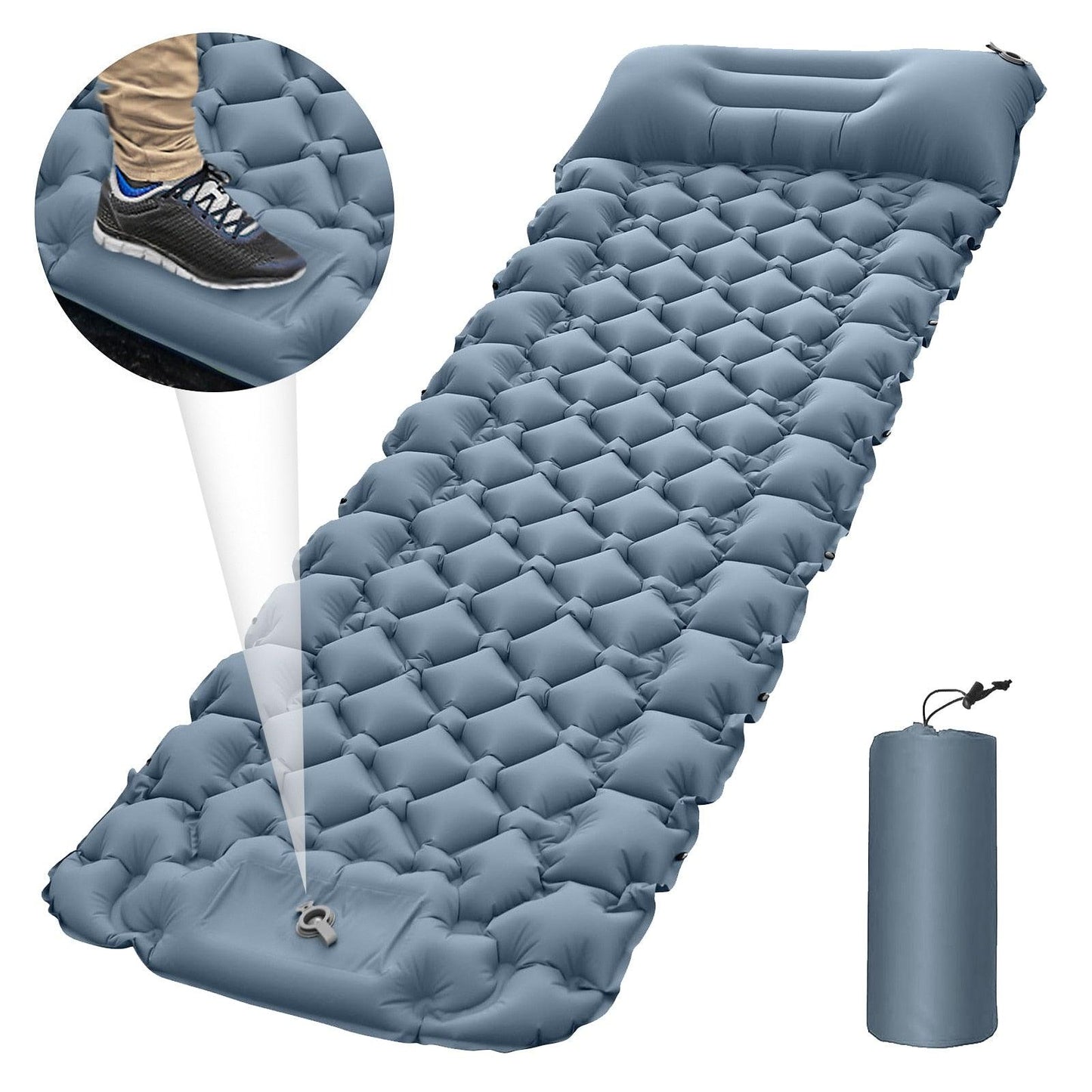 Matelas gonflable portable gris clair