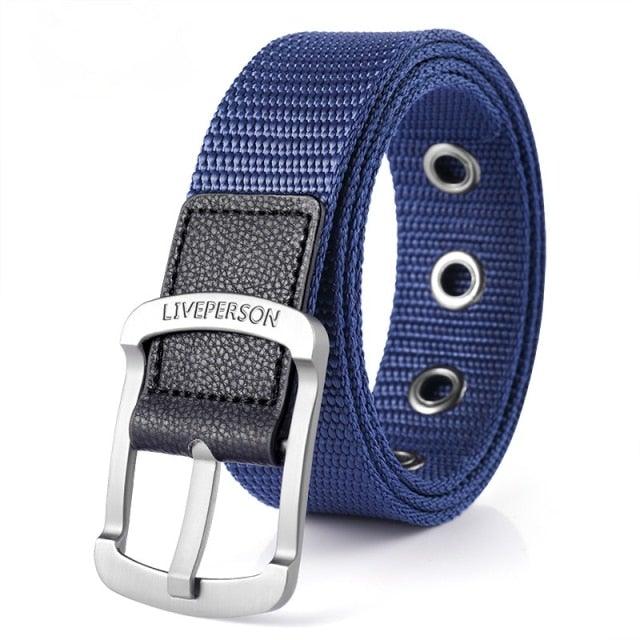 Nouvelle ceinture nylon bleu à boucle ardillon