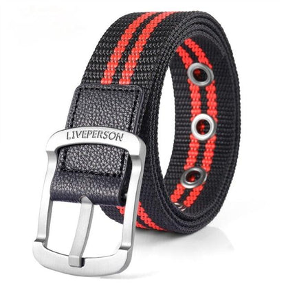 Nouvelle ceinture nylon noir & rouge à boucle ardillon