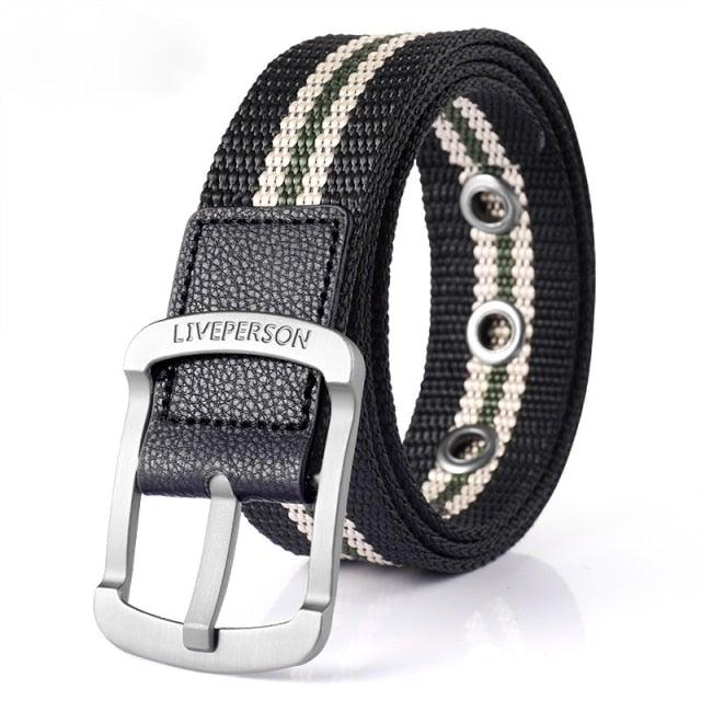 Nouvelle ceinture nylon bande noir à boucle ardillon