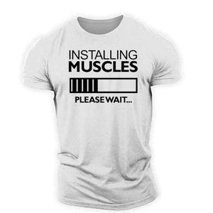 T shirt "Installing Muscles" blanc