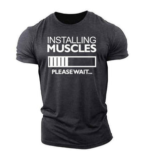 T shirt "Installing Muscles" gris
