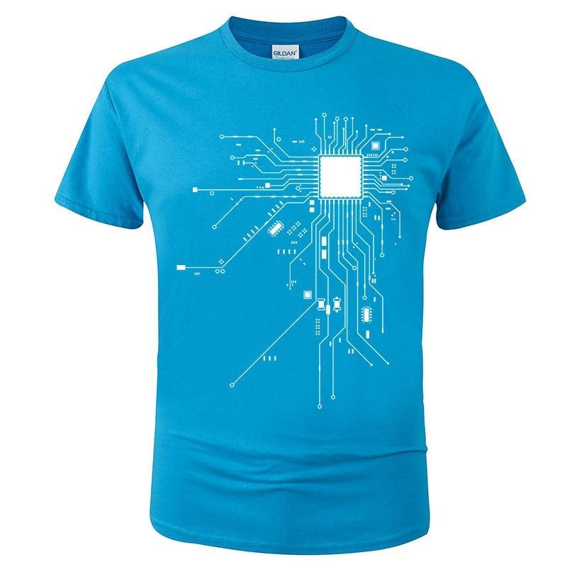 T Shirt Schéma Circuit CPU bleu ciel 2