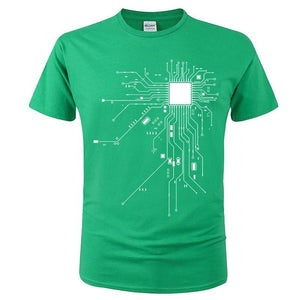 T Shirt Schéma Circuit CPU vert foncé 2