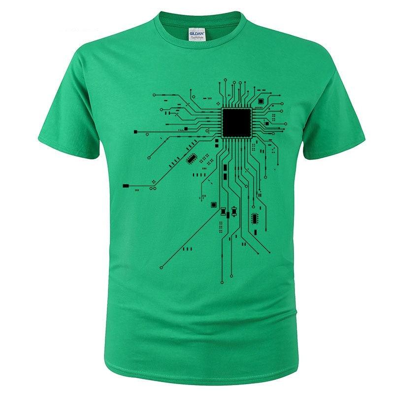 T Shirt Schéma Circuit CPU vert foncé